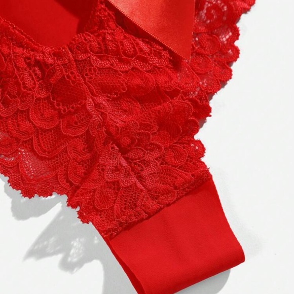 Bow Back Lace Red Panty - Picture 3 of 14